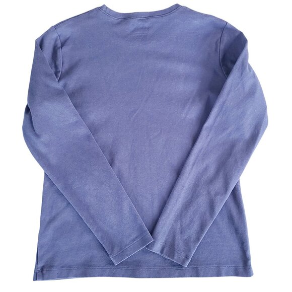 L.L.Bean Womens XS Long-Sleeve Cotten Crewneck Blue Shirt - Picture 3 of 7